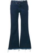 Marques'almeida Frayed Flared Cropped Jeans, Women's, Size: 8, Blue, Cotton