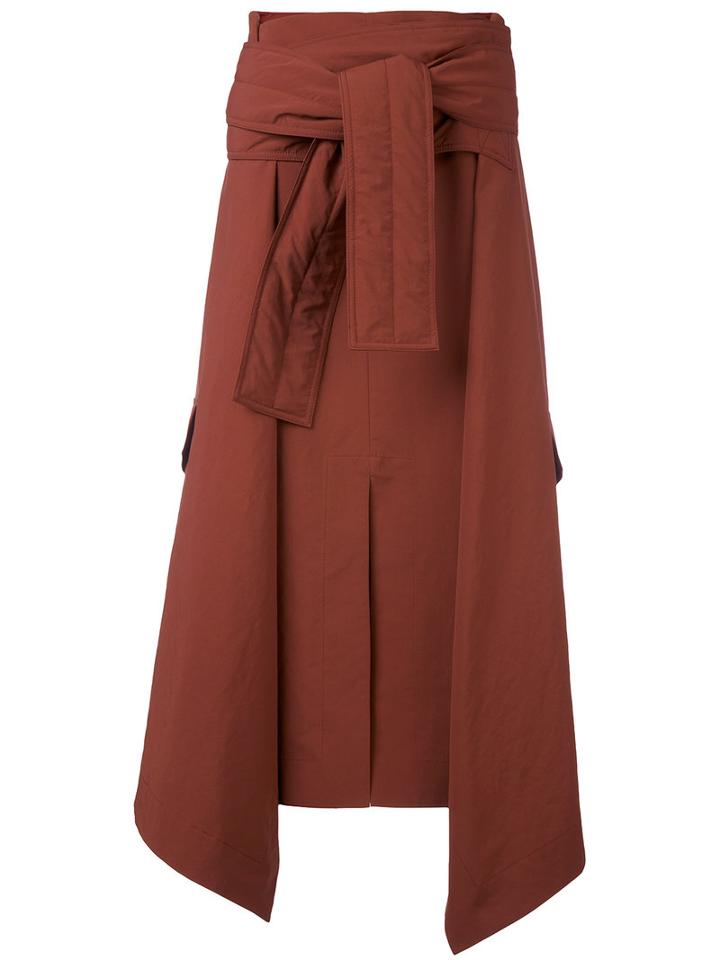 Marni - Shirt Waist Tie Skirt - Women - Polyester - 42, Brown, Polyester