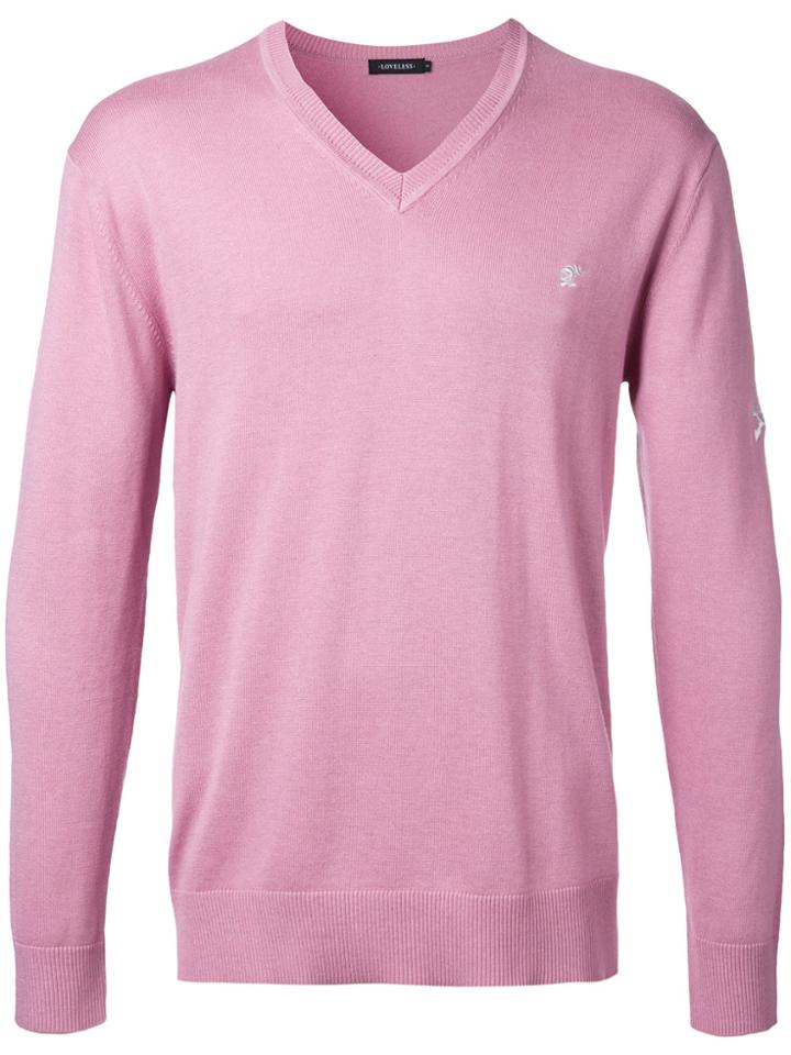 Loveless Embroidered Skull Jumper - Pink & Purple
