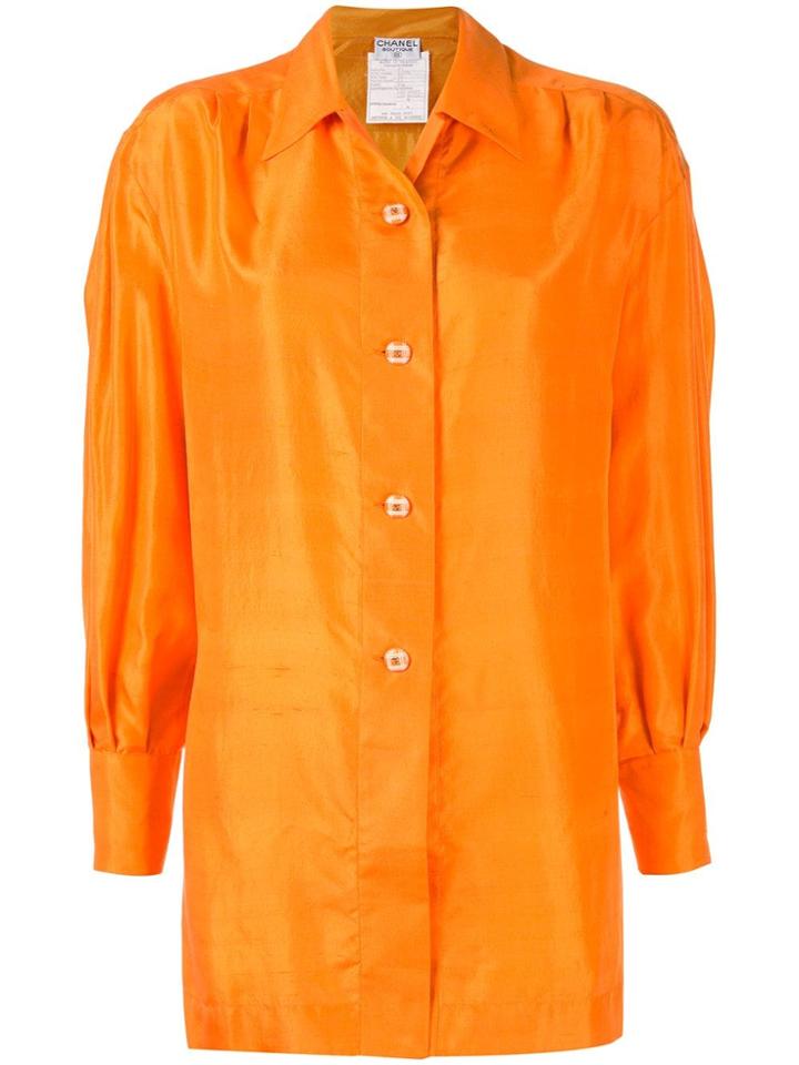 Chanel Vintage Cc Logos Button Long Sleeve Shirts - Orange