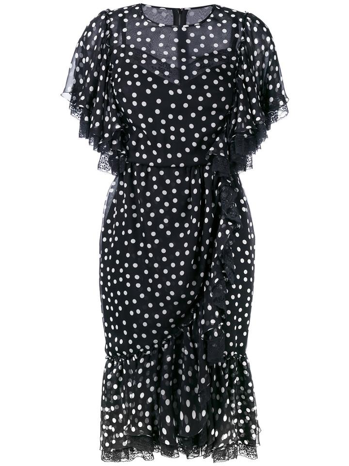 Dolce & Gabbana - Polka Dot Flounced Dress - Women - Silk/cotton/polyamide/spandex/elastane - 38, Black, Silk/cotton/polyamide/spandex/elastane