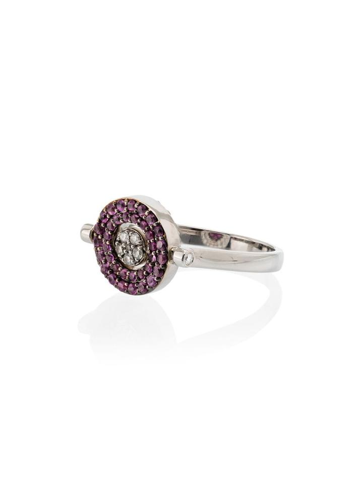 Luis Miguel Howard Pink And Silver Mini Rounded Sapphire 18kt Gold