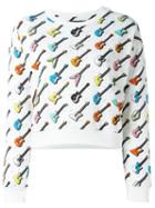 Jeremy Scott Guitar Print Sweatshirt, Women's, Size: 40, White, Cotton