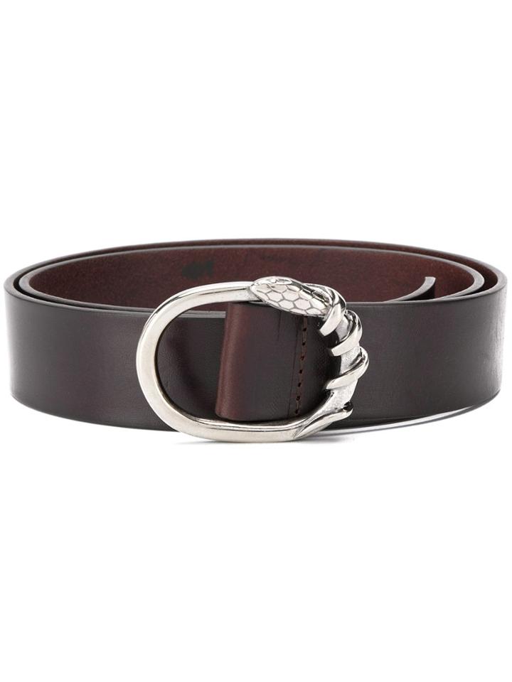 Orciani Snake-embellished Buckle Belt - Brown