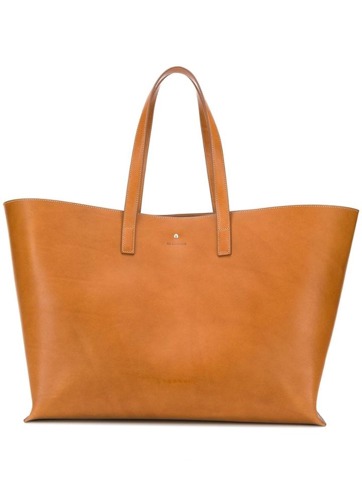 Jil Sander Large Leather Tote Bag - Brown
