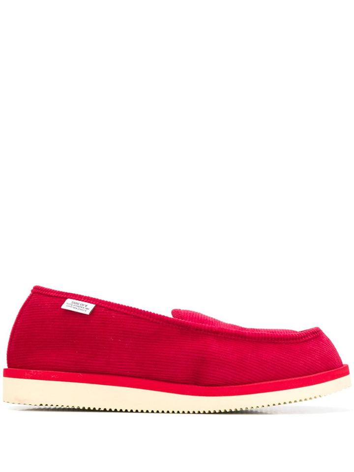 Suicoke Logo Corduroy Loafers - Red