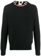 Burberry Check Round Neck Jumper - Black