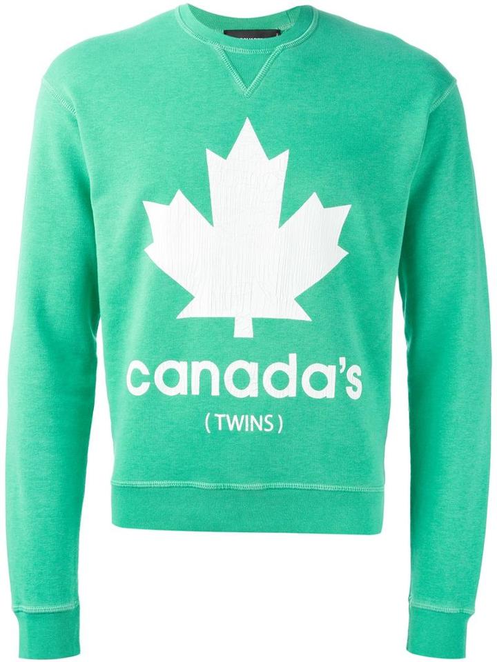 Dsquared2 Printed Sweatshirt, Men's, Size: Xl, Green, Cotton