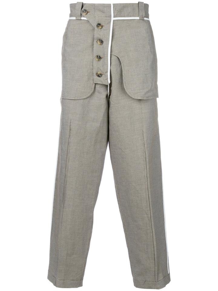 Maison Flaneur Micro Houndstooth Deconstructed Trousers - Nude &