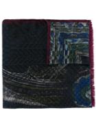 Etro Geometric Design Scarf, Men's, Blue, Silk/wool