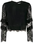 Patrizia Pepe Lace Sleeves Sweater - Black