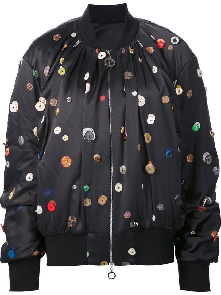 Edun Button Print Satin Bomber
