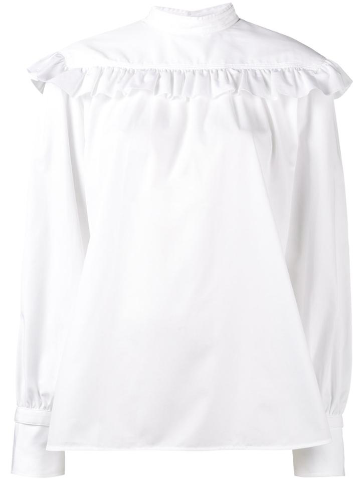 Helmut Lang Ruffled Long Sleeve Blouse - White