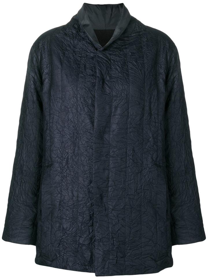 Plantation Crinkled Loose Bomber Jacket - Blue