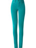 Amapô High Waisted Velvet Skinny Trousers, Women's, Size: 36, Green, Cotton/spandex/elastane