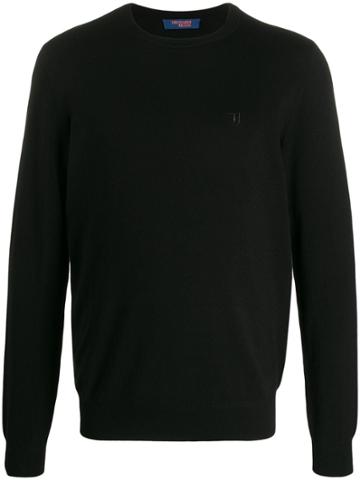 Trussardi Jeans Embroidered Logo Relaxed-fit Jumper - Black