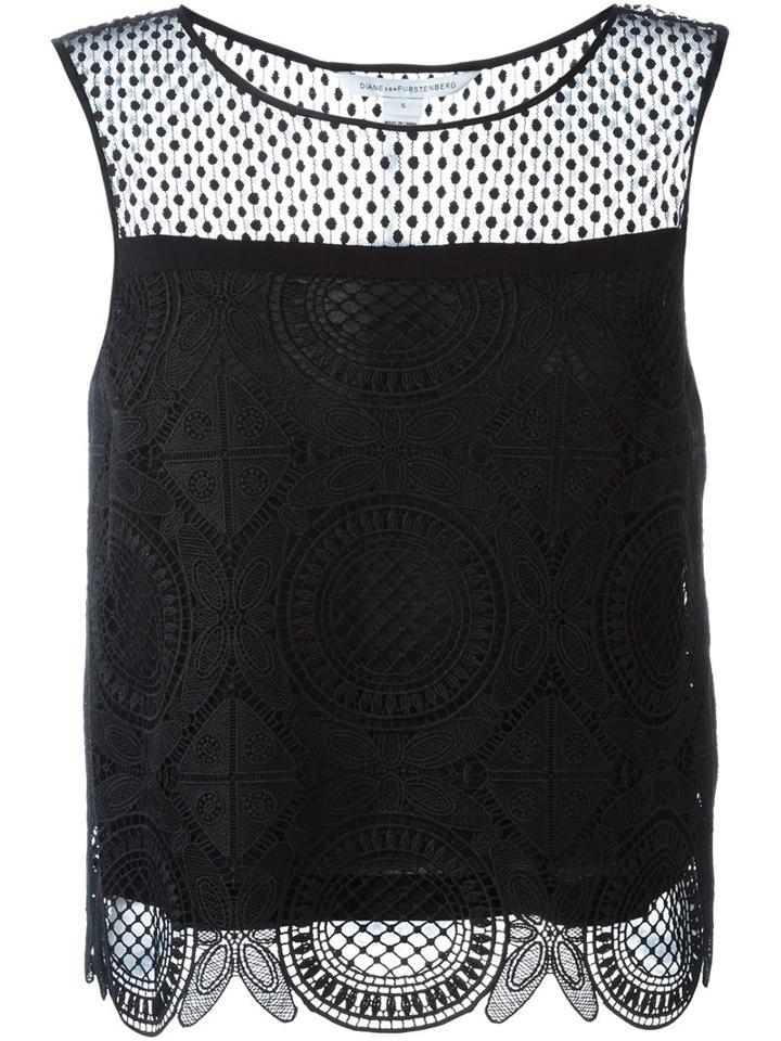 Diane Von Furstenberg Macramé Lace Top