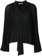 Derek Lam 10 Crosby Pleated Flared Blouse, Women's, Size: 8, Black, Polyester