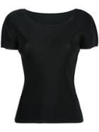 Pleats Please By Issey Miyake Pleated T-shirt, Women's, Size: 5, Black, Polyester