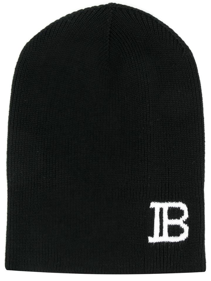 Balmain Intarsia Logo Beanie - Black