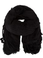 Forme D'expression Textured Fringed Scarf, Men's, Black, Cotton/acrylic/nylon/wool