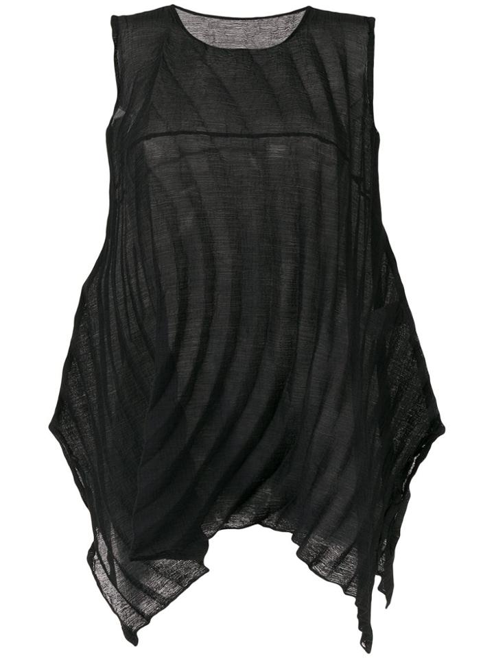 Issey Miyake Cauliflower Asymmetric Ribbed Style Blouse - Black