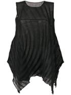 Issey Miyake Cauliflower Asymmetric Ribbed Style Blouse - Black
