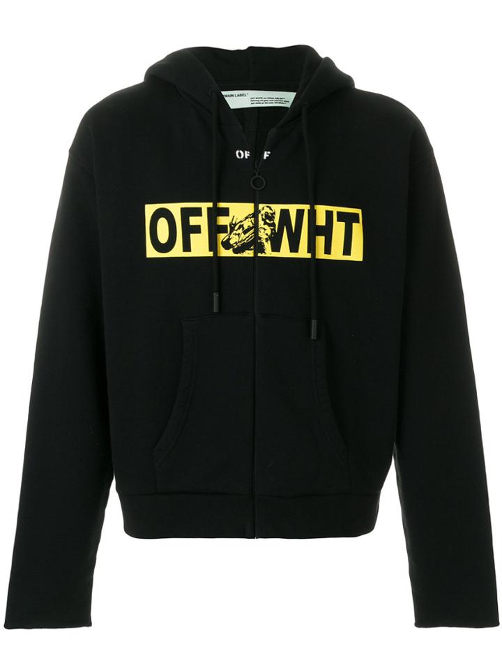 Off-white Logo Zipped Hoodie - Black