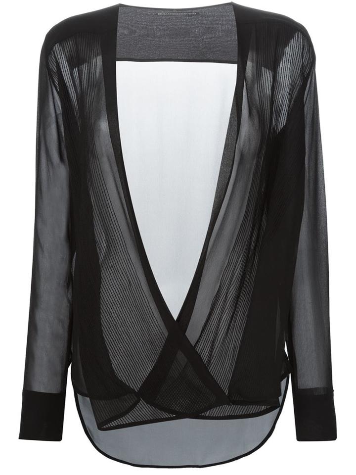Ermanno Scervino Pleated Wrap Front Blouse, Women's, Size: 46, Black, Silk