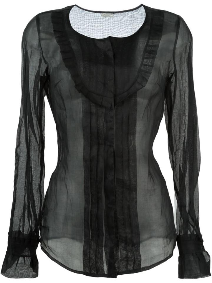 Fendi Vintage Sheer Pleat Detail Blouse