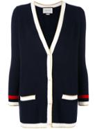 Gucci - Embroidered Oversize Knit Cardigan - Women - Cotton/polyamide/spandex/elastane - M, Blue, Cotton/polyamide/spandex/elastane