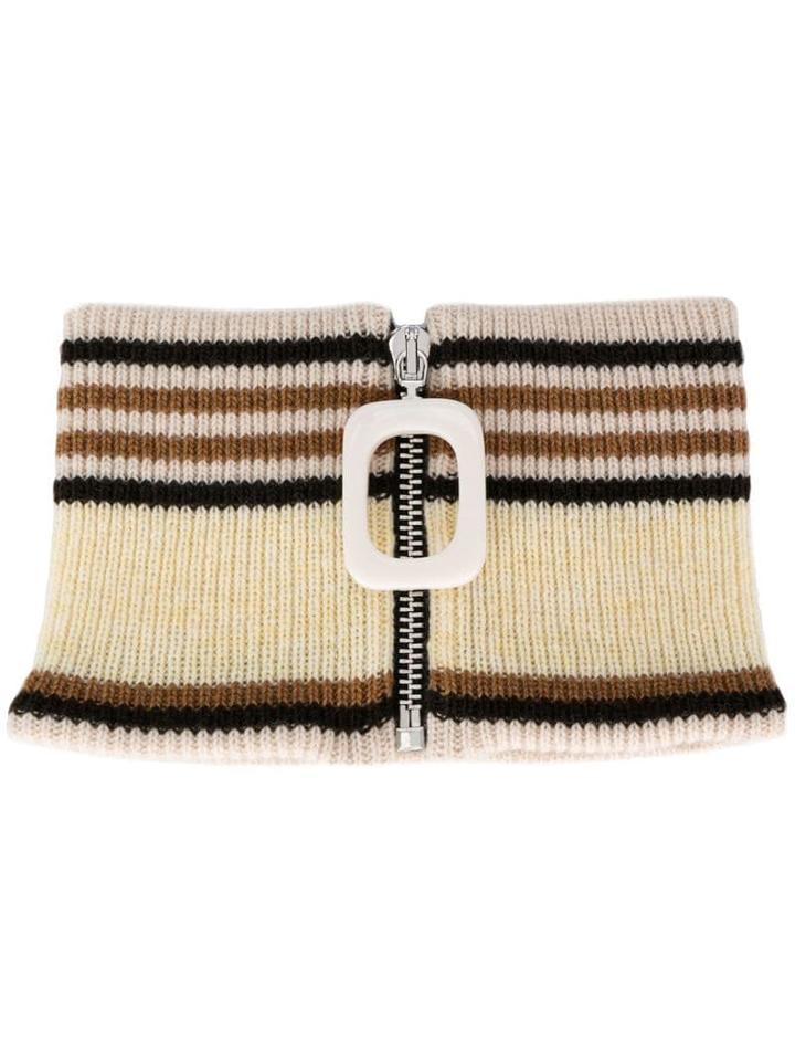 Jw Anderson Striped Knitted Wool Neckband - Neutrals