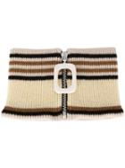 Jw Anderson Striped Knitted Wool Neckband - Neutrals