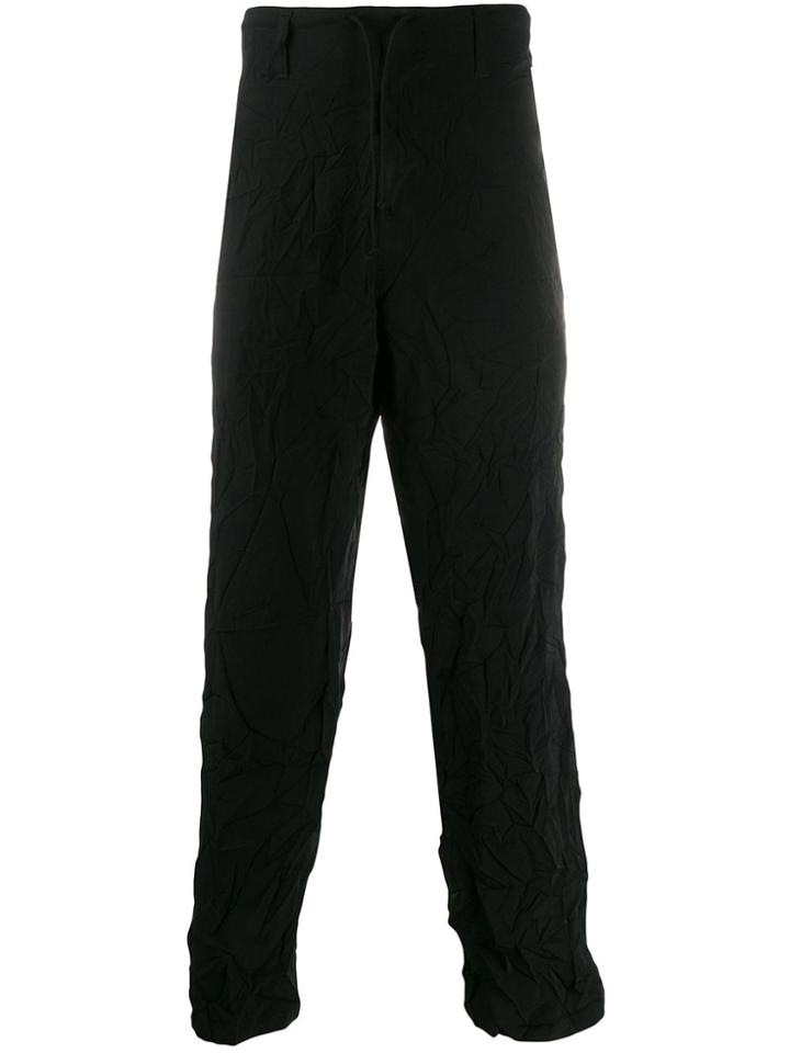 Yohji Yamamoto Wrinkled Effect Drawstring Trousers - Black