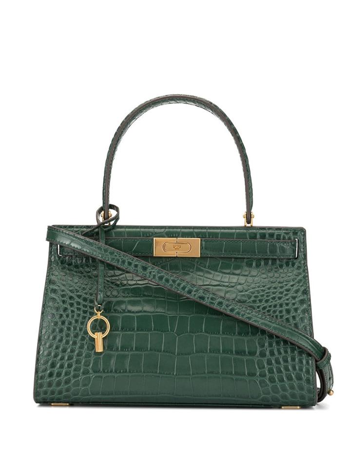 Tory Burch Croc Embossed Handbag - Green