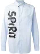 Comme Des Garçons Shirt Spirit Print Striped Shirt, Men's, Size: M, Blue, Cotton