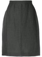 Krizia Vintage Micro Check-print Pencil Skirt - Grey