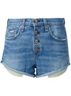 Rag & Bone Button Down Denim Shorts, Women's, Size: 26, Blue, Cotton