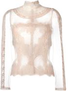 Dolce & Gabbana Floral Lace Blouse, Women's, Size: 40, Nude/neutrals, Polyamide/cotton