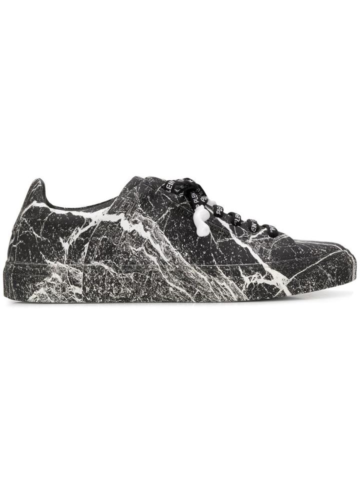 Philipp Plein Paint-effect Low Top Sneakers - Black