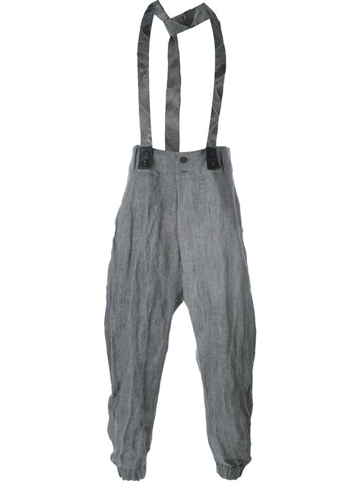 Lost & Found Ria Dunn Braces 'bretelle' Drop-crotch Trousers, Men's, Size: Medium, Grey, Cotton/hemp/acetate