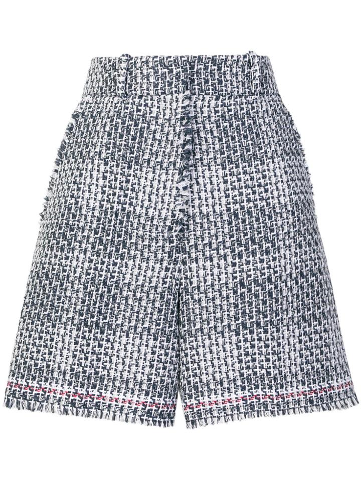 Thom Browne High-waisted Raw Edge Shorts - Blue