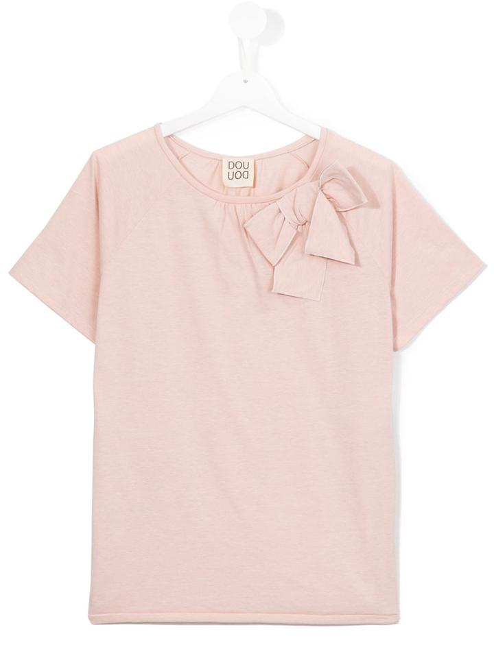 Douuod Kids Bow Detail T-shirt, Girl's, Size: 13 Yrs, Pink/purple