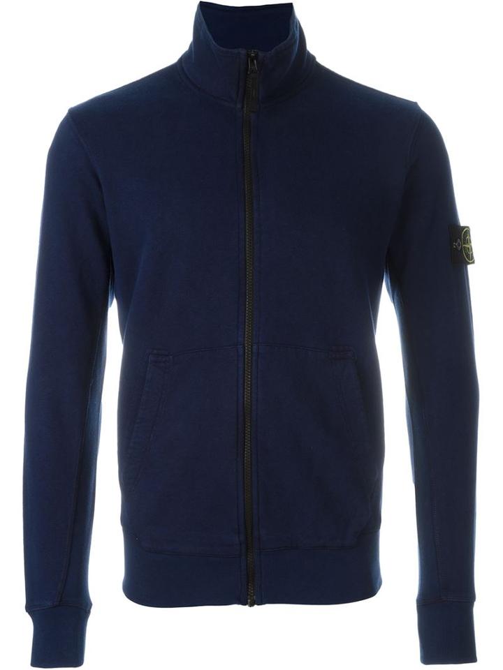 Stone Island Zip-up Cardigan With Logo Patch On Sleeve