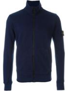 Stone Island Zip-up Cardigan With Logo Patch On Sleeve