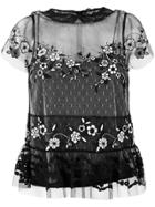 Red Valentino Lace Insert Sheer Blouse - Black