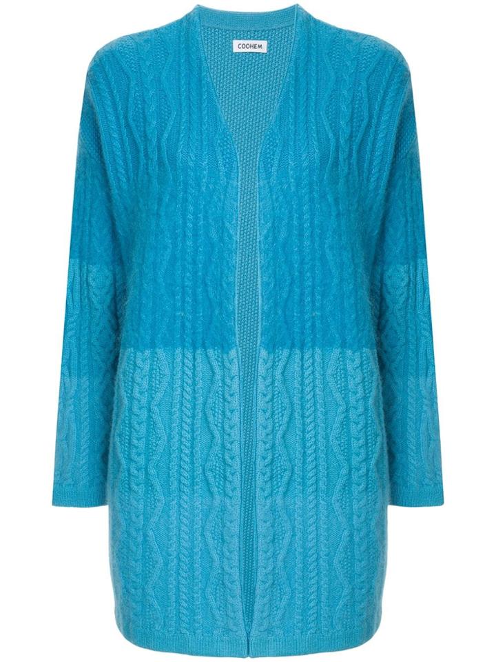 Coohem Open-front Fitted Cardigan - Blue