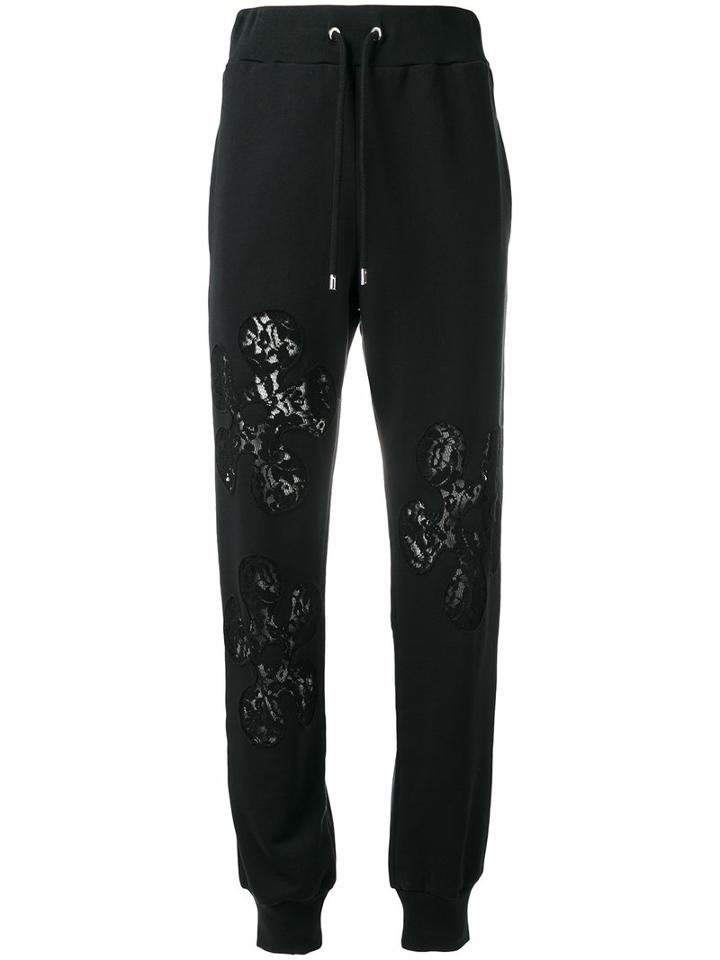 Moschino Lace Insert Trackpants, Size: Small, Black, Cotton