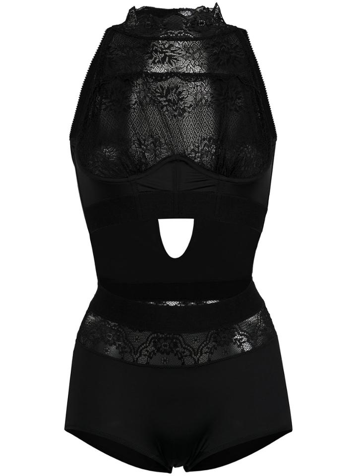 À La Garçonne High Neck Lace Body - Black
