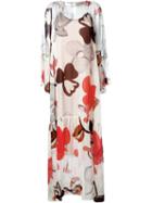 Erika Cavallini Floral Print Maxi Dress, Women's, Size: 42, Red, Silk/polyester/acetate